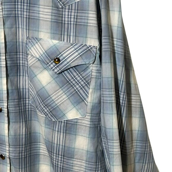 Mens Pendleton Long Sleeve Plaid Shirt Large Blue western Button Down - Picture 3 of 5